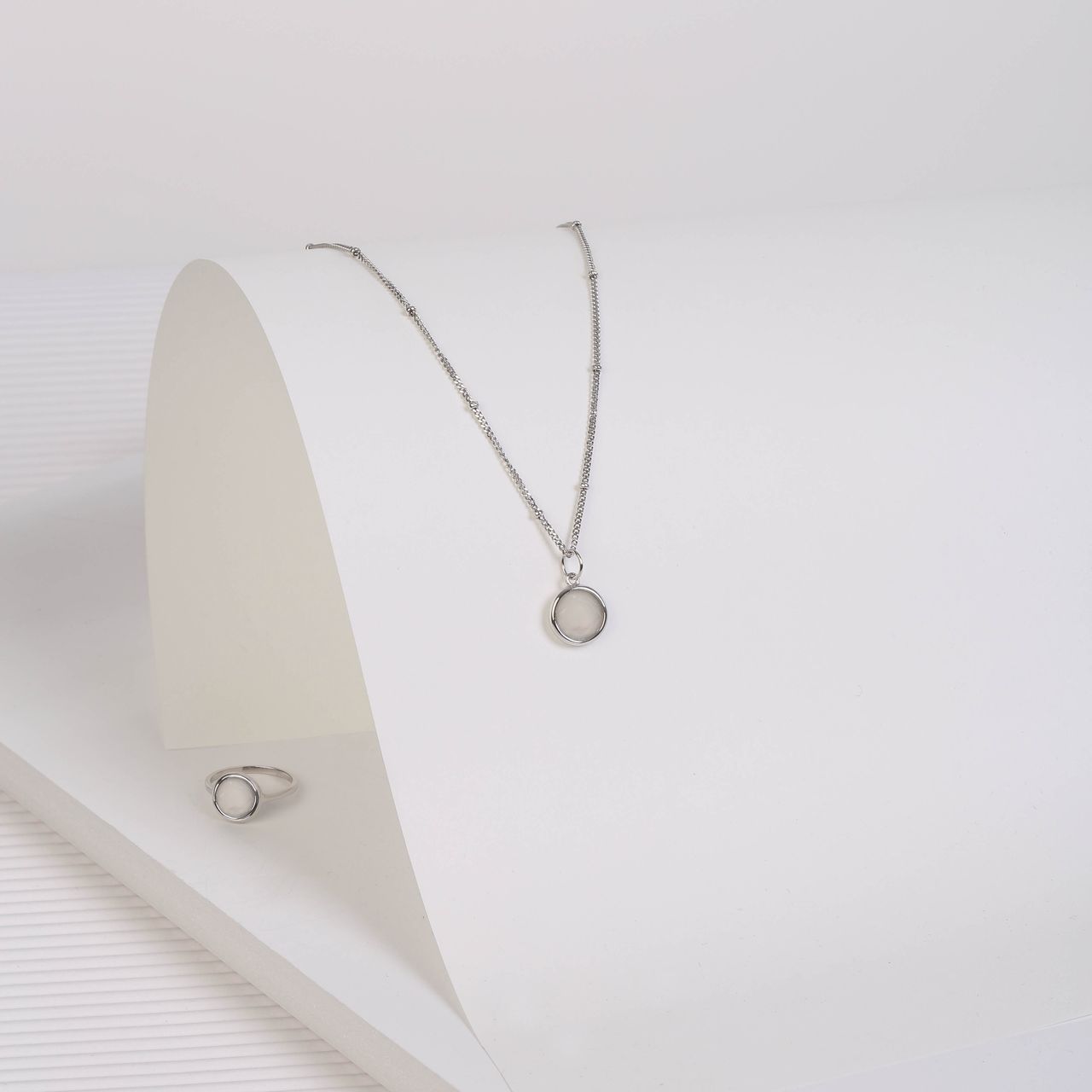 Zilveren ketting&hanger Gemstone moonstone