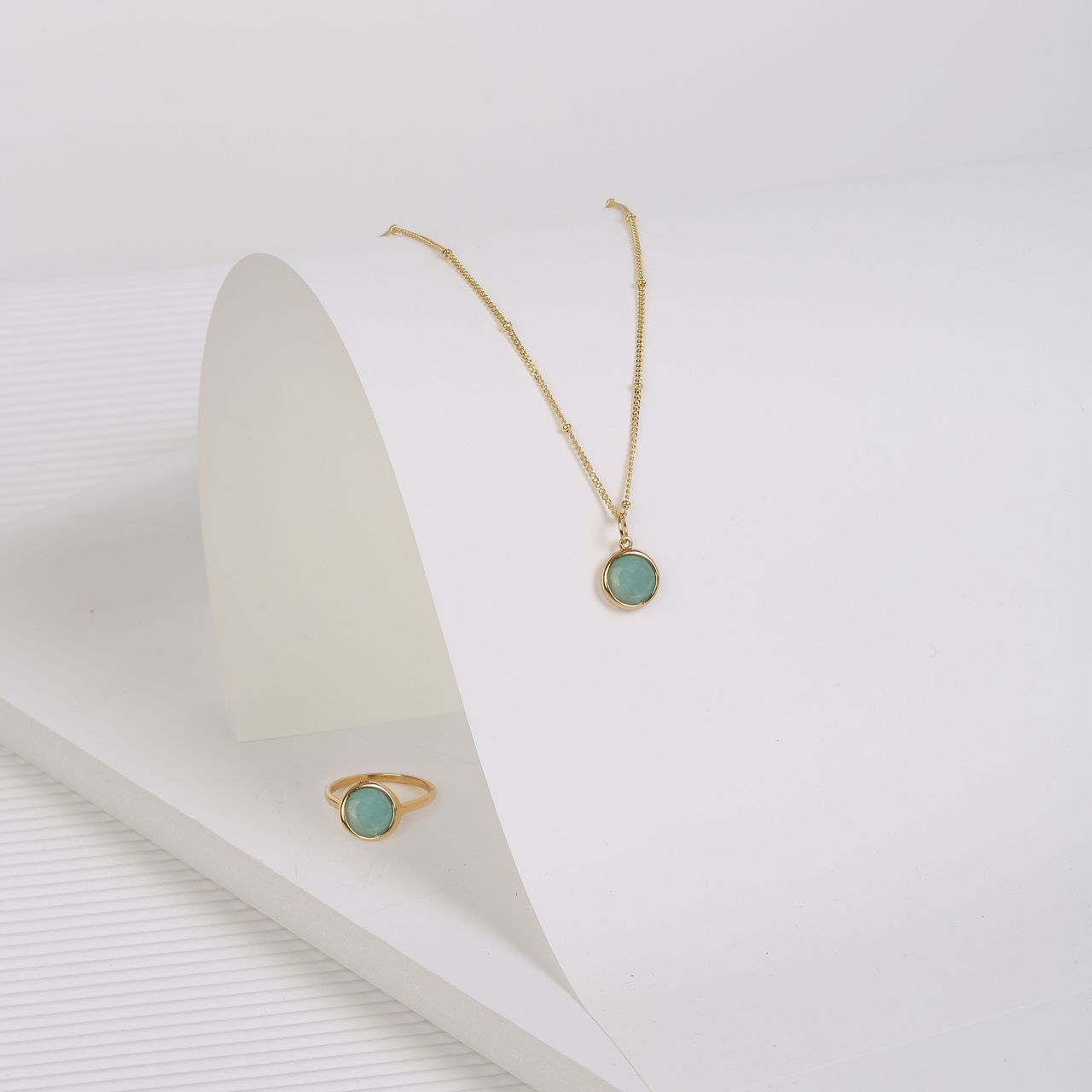 Zilveren ring gold Gemstone amazonite