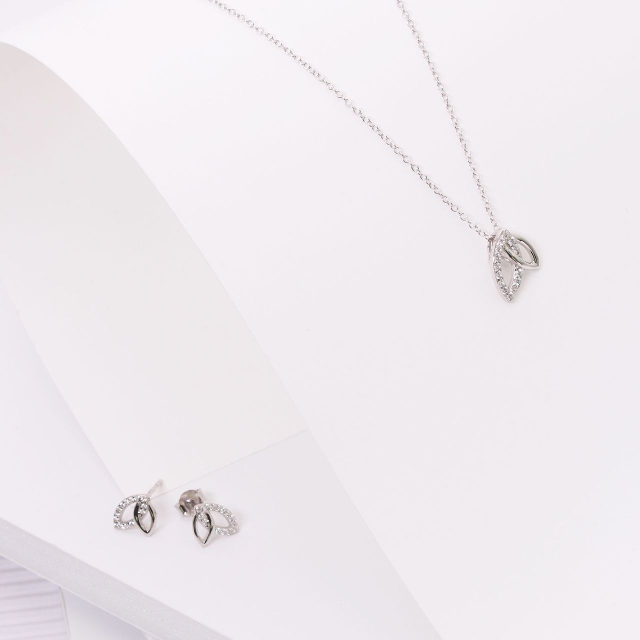Kette, 925 Silber, Blatt mit Zirkonia