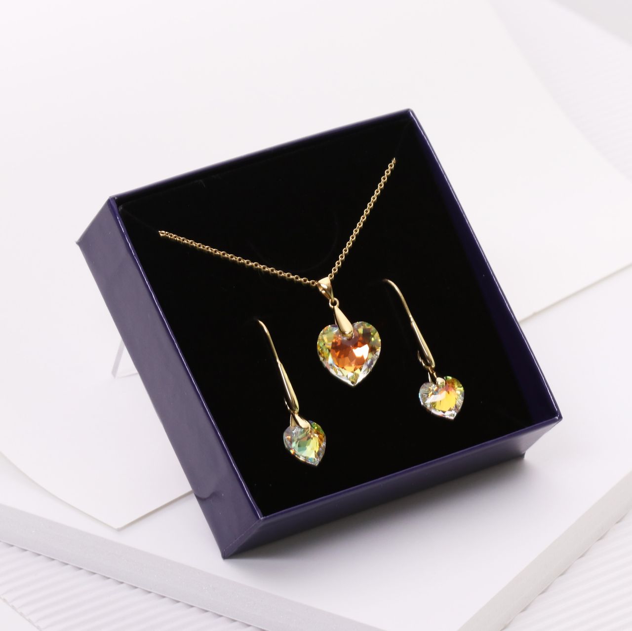 Zilveren goldplated ketting met hanger hartje met kristal AB voor dames