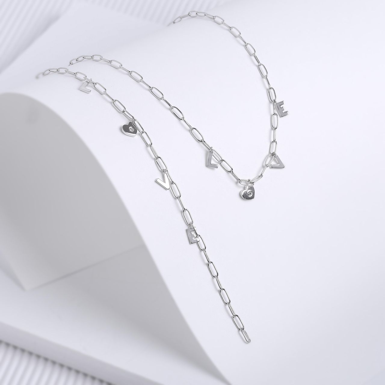 Zilveren ketting bedels love