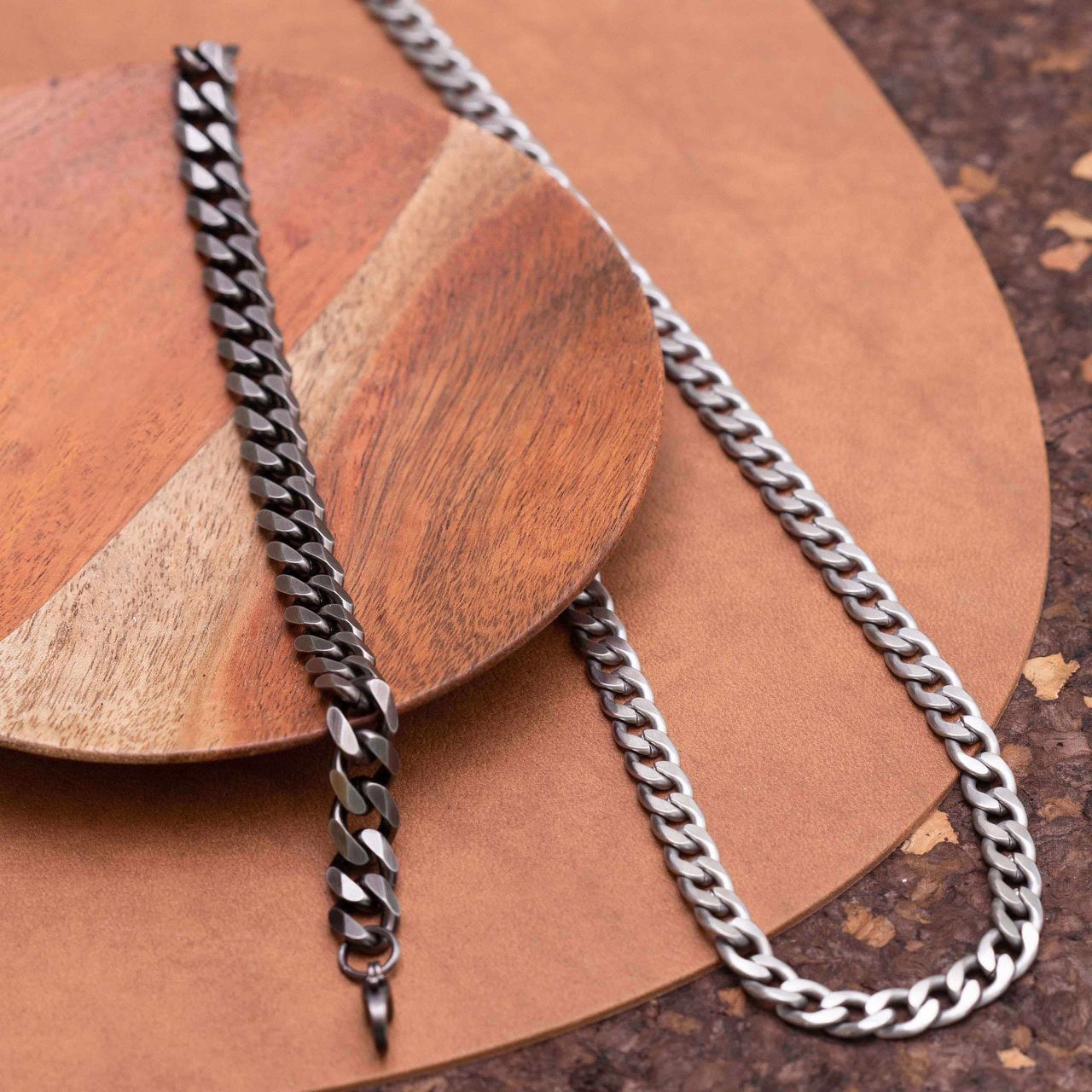 Gerecycleerd stainless steel armband gourmetschakel mat