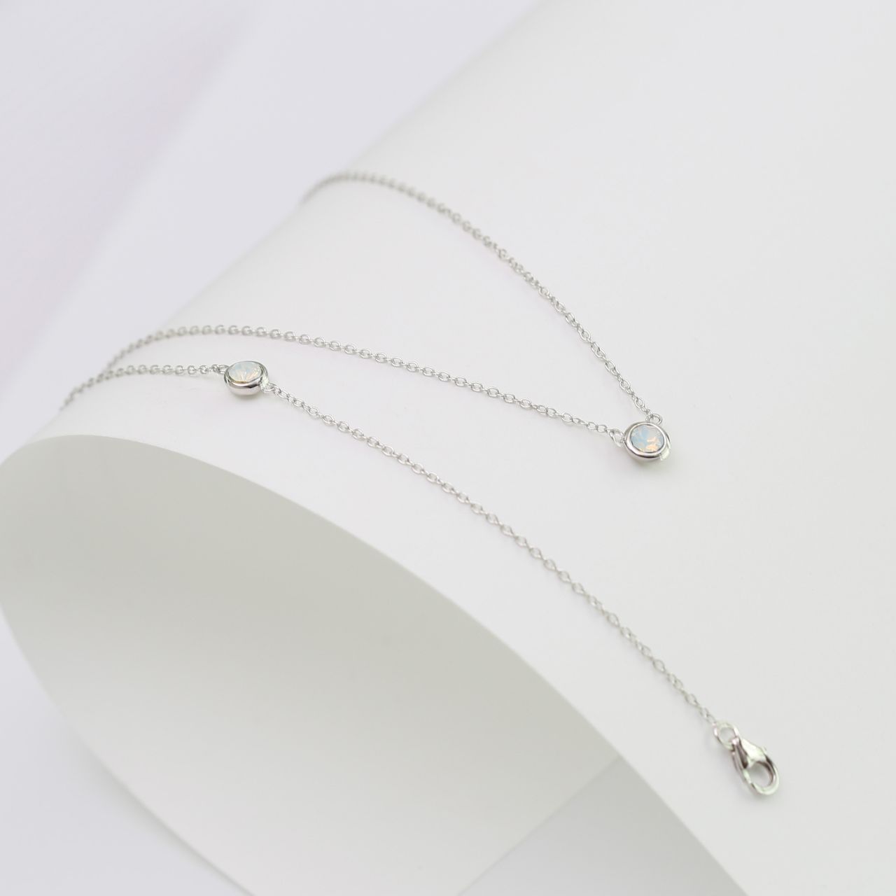 Armband, 925 Silber, mit Kristall, weiß-opal