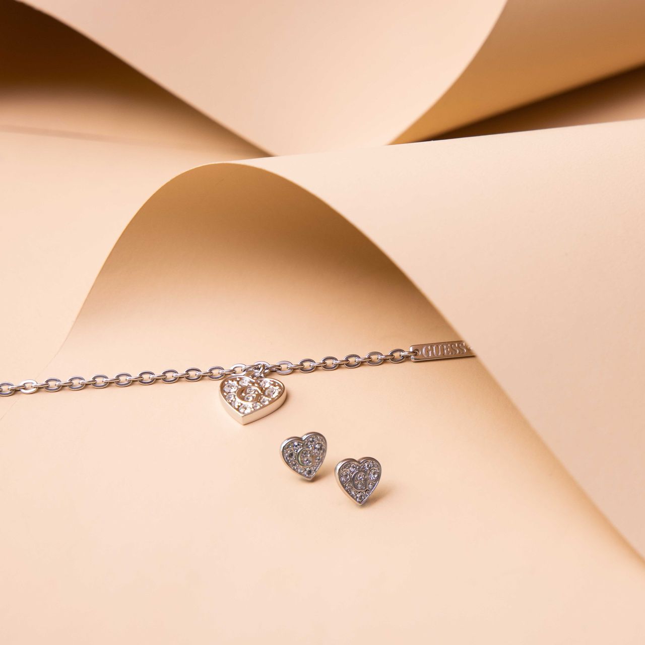 Guess-Armband, Edelstahl, Herz, G SHINE