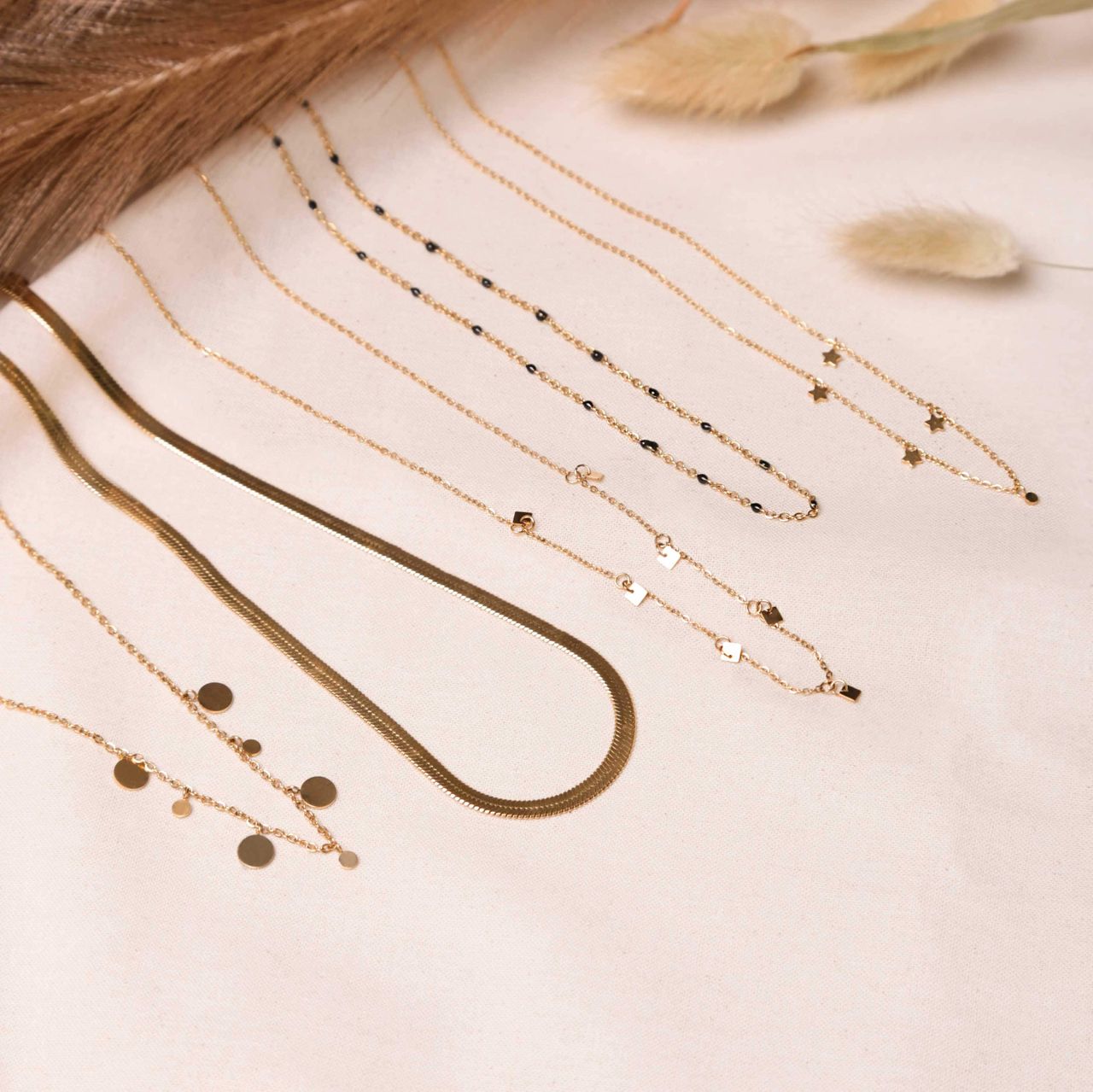 Stalen goldplated ketting met hanger voor dames