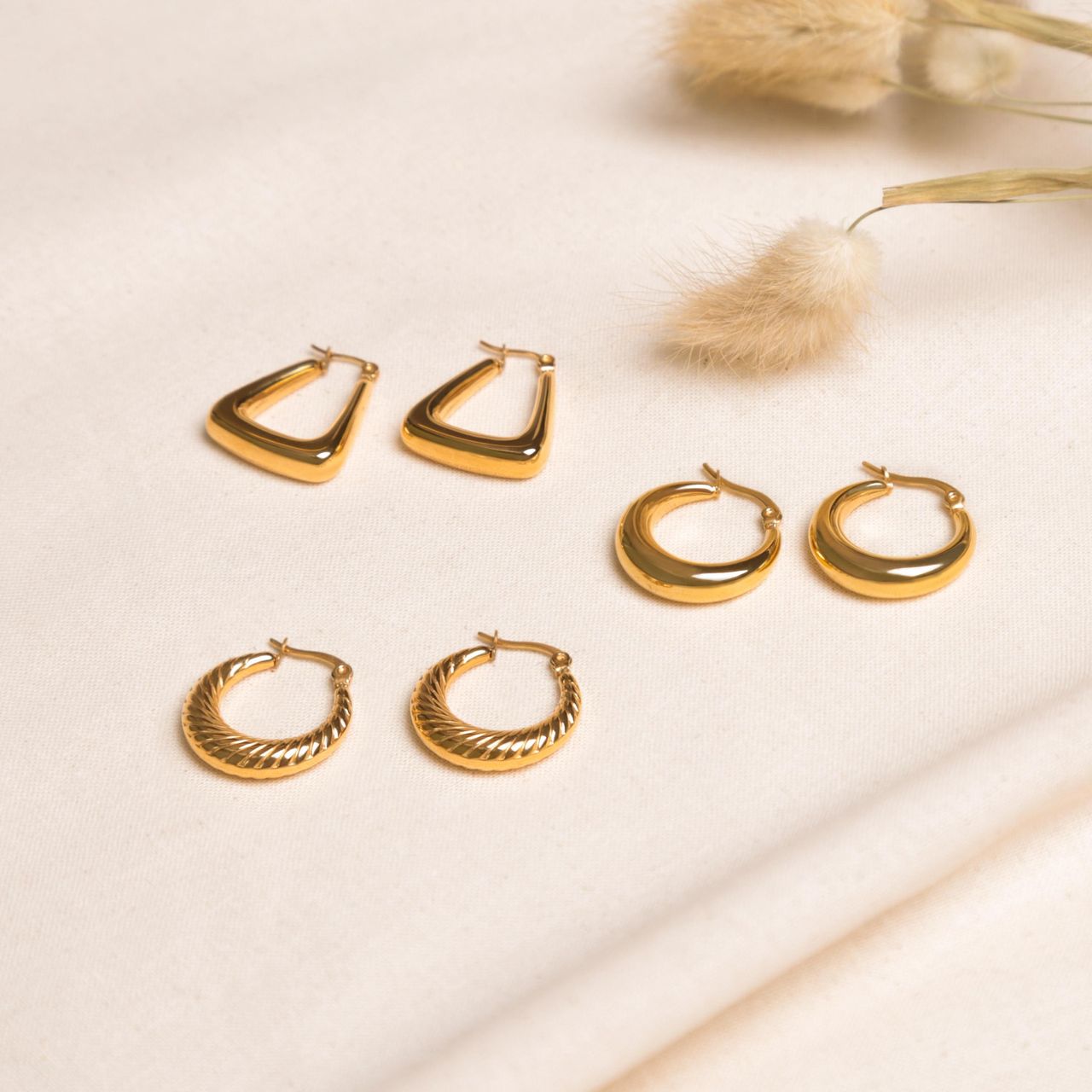 Stalen goldplated oorringen voor dames