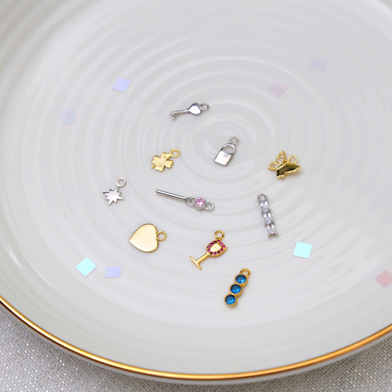 Ohrringanhänger, 925 Silber, vergoldet, Geburtsstein, Mix & Match