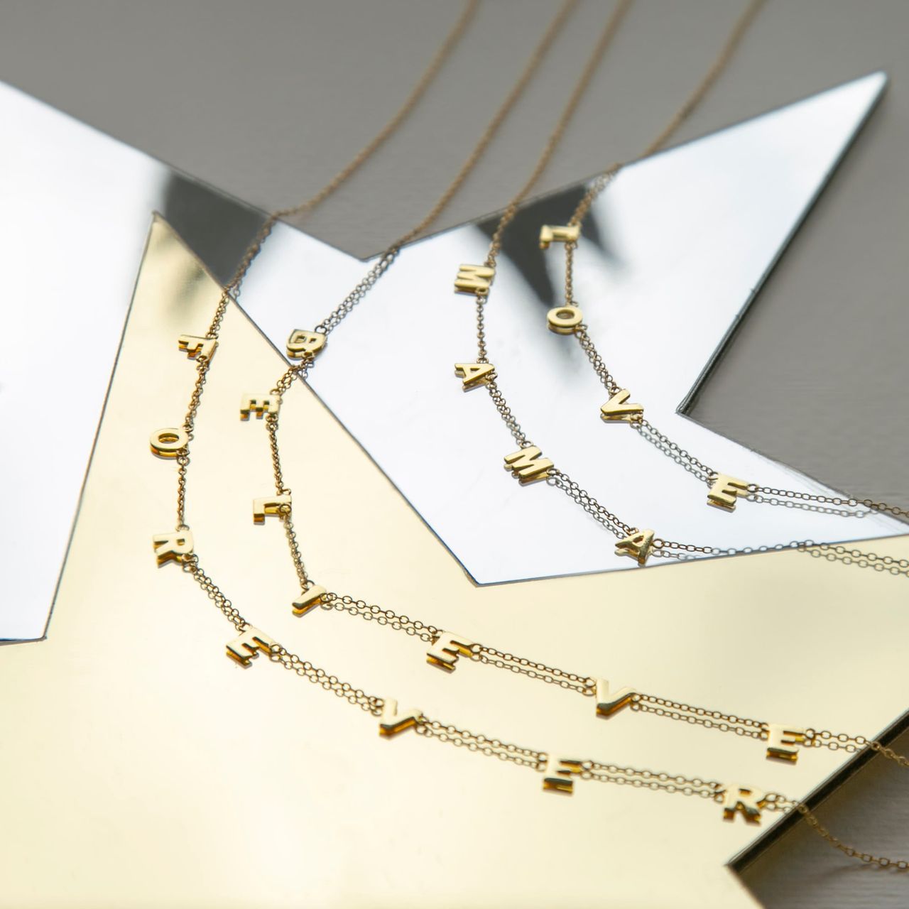 Zilveren ketting goldplated MAMA