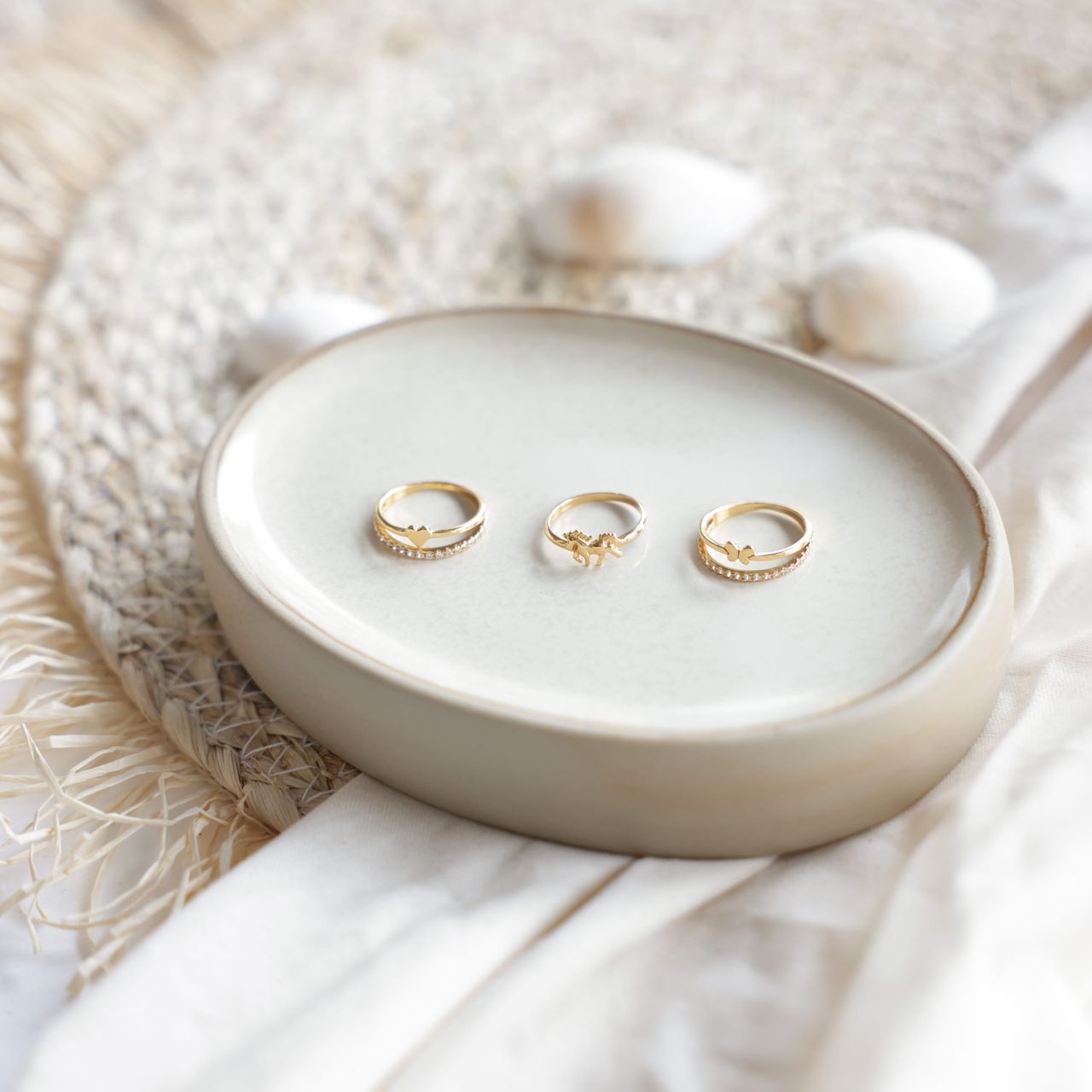 Zilveren goldplated kinderring met paard