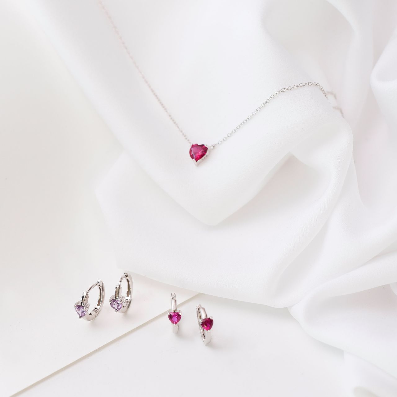 Ohrringe, 925 Silber, Love-Month-Stone, Herz