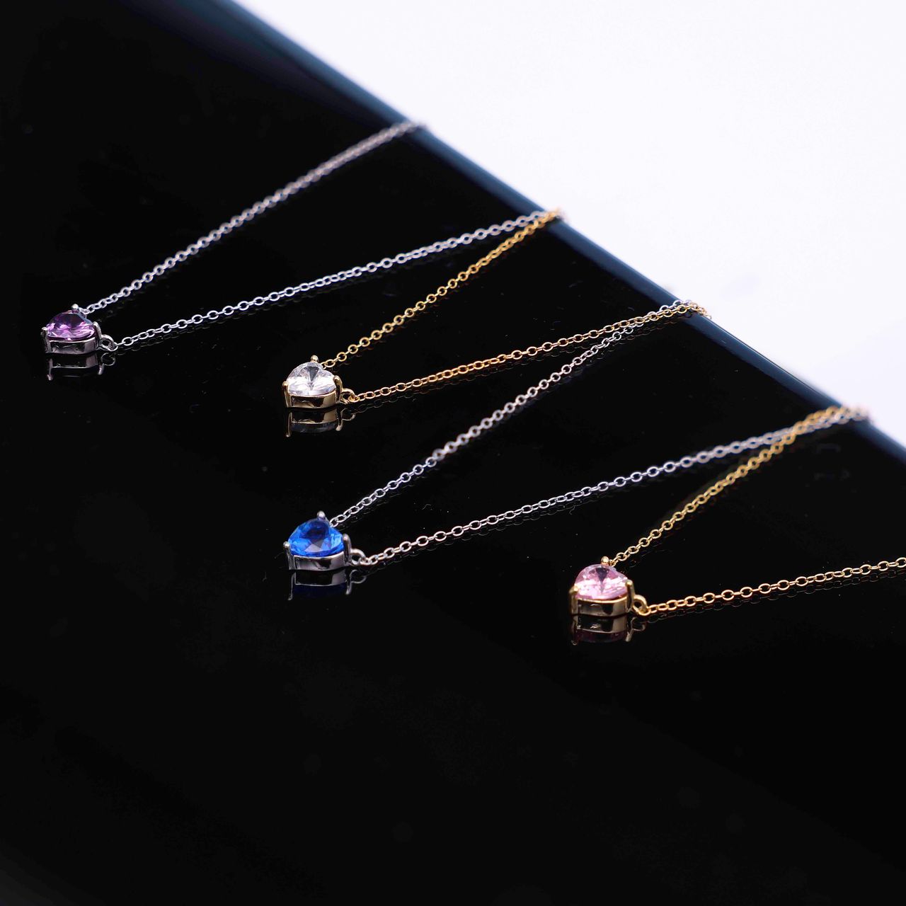 Halskette, 925 Silber, Love-Month-Stone, Herz