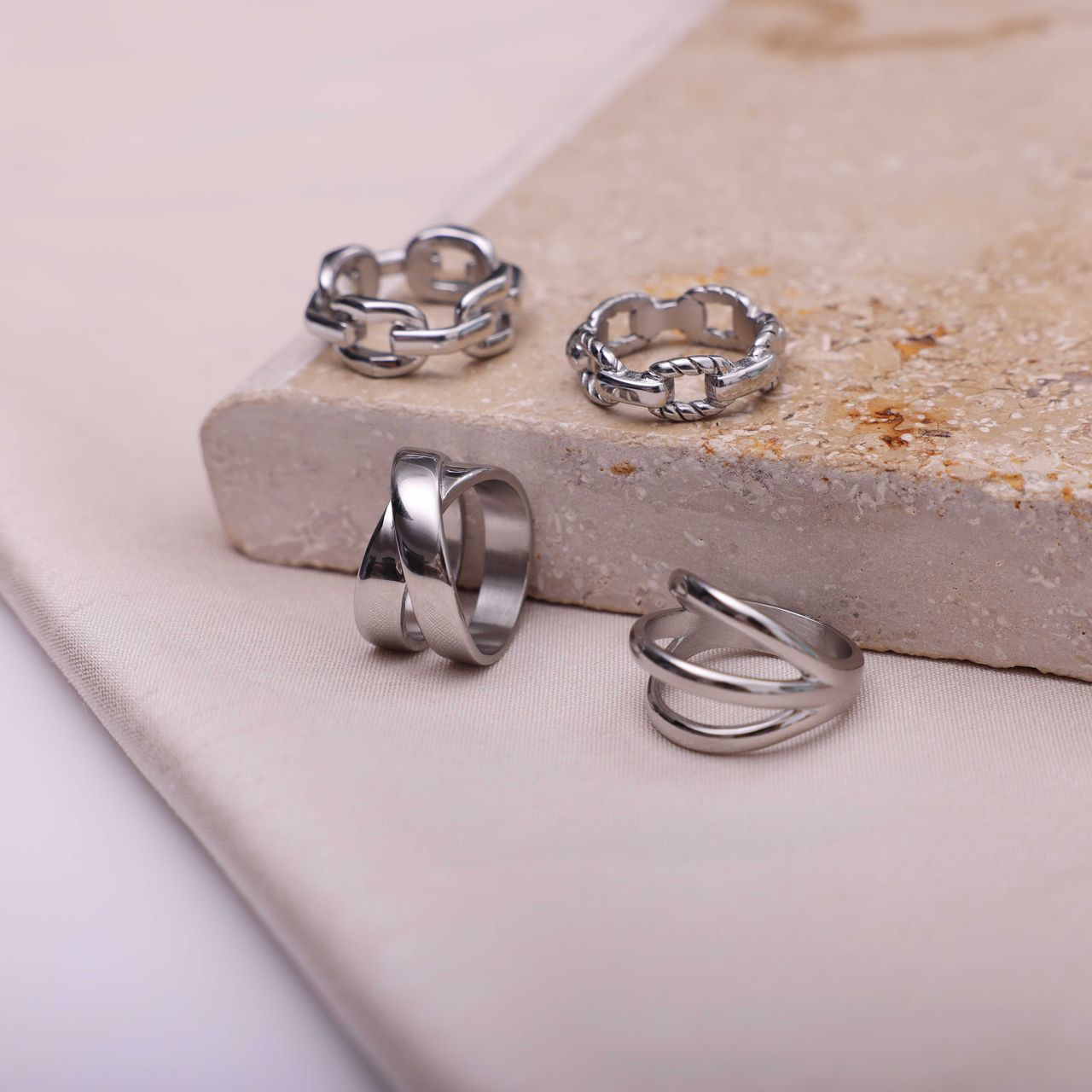 Gerecycleerd stainless steel ring aglae