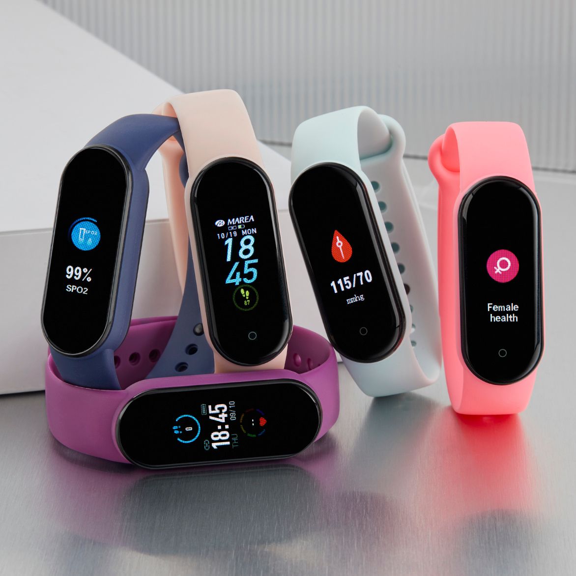 Marea smartwatch pastelroze rubberen band B57007/7