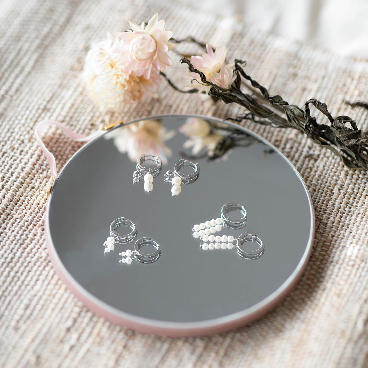 Ohrringe, 925 Silber, mit Anhänger, Süßwasserperlen