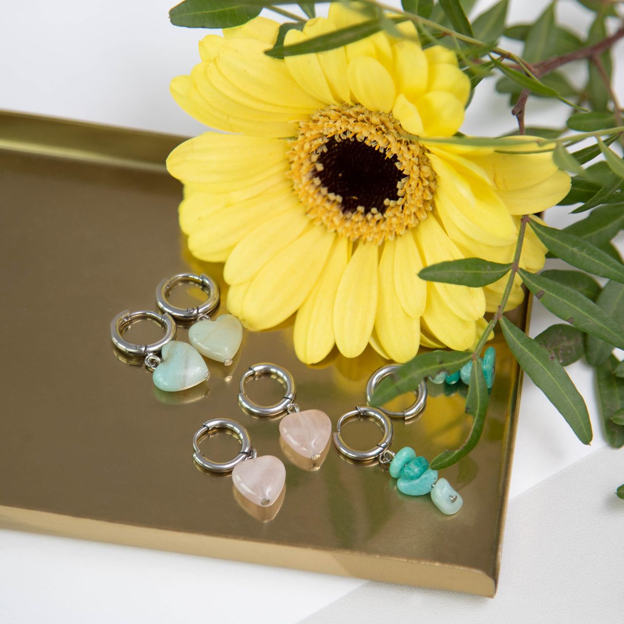 LuLu Jewels stalen oorringen met turquoise voor dames