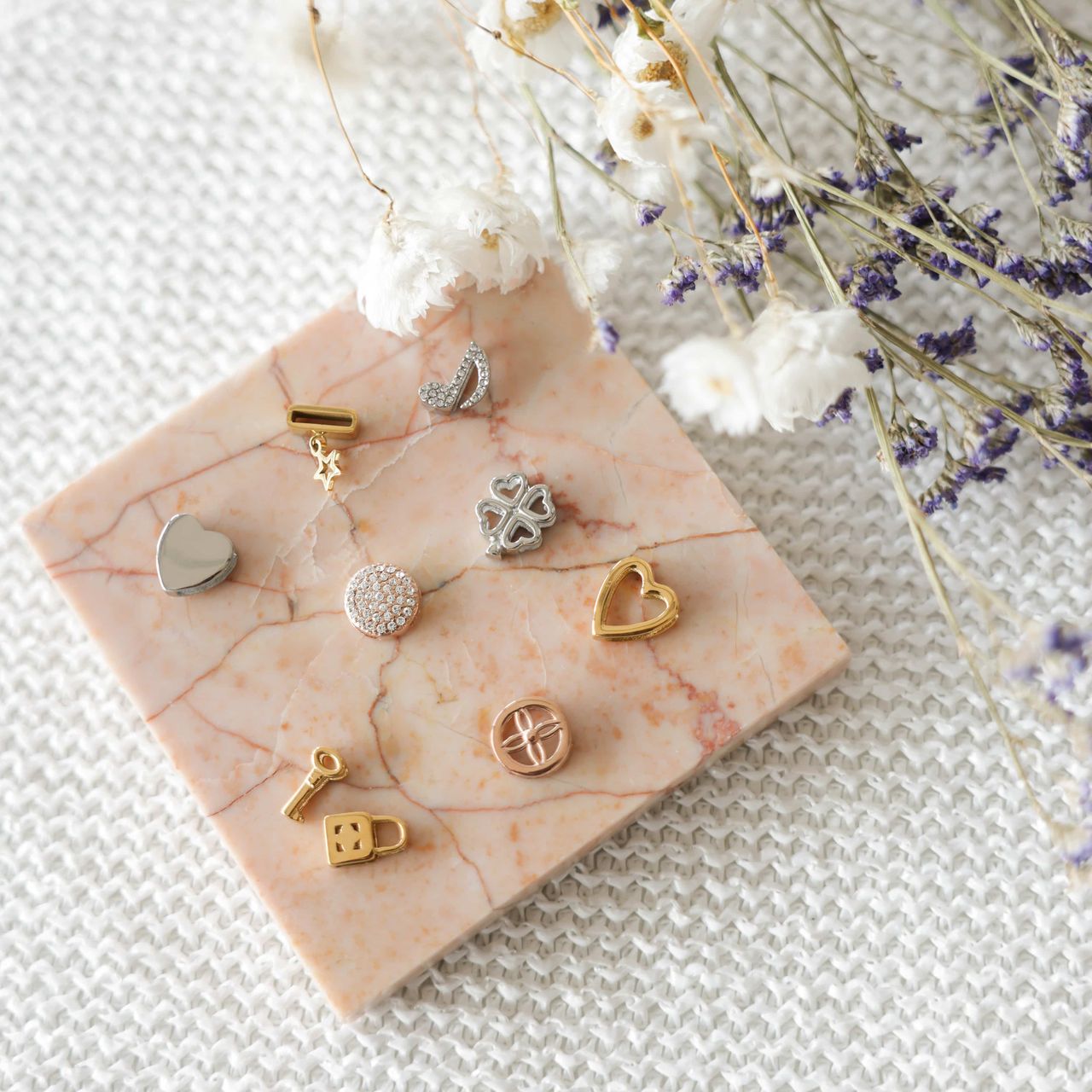 Stalen goldplated mesh slider hart voor dames