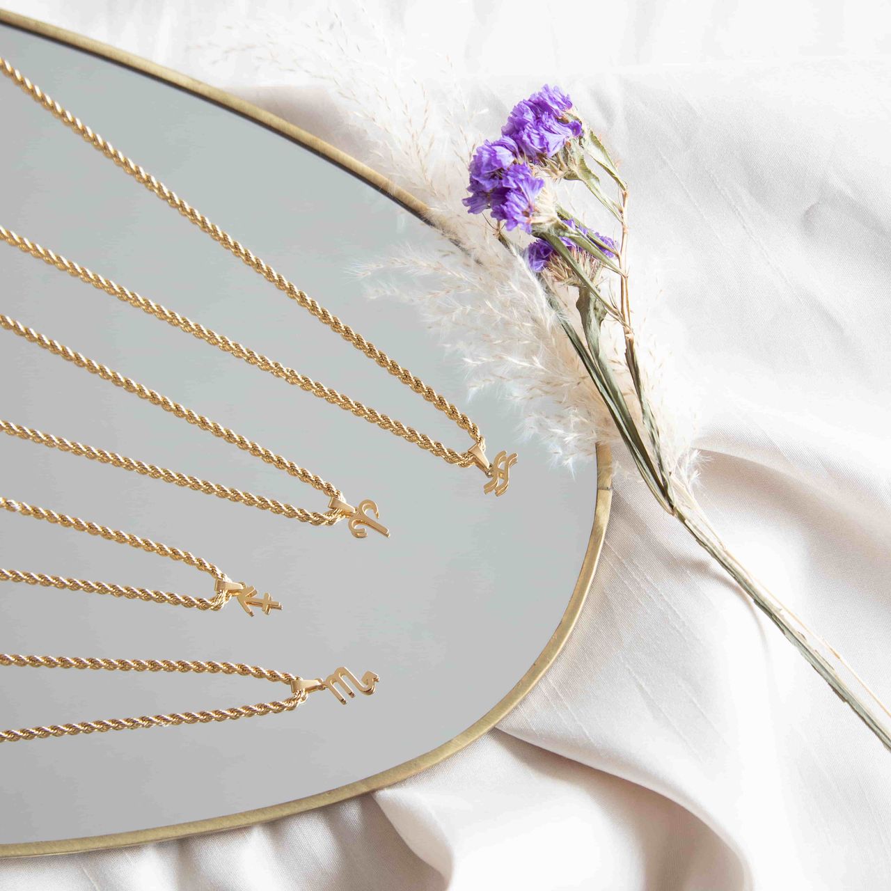 Stainless steel goldplated ketting&hanger sterrenbeeld