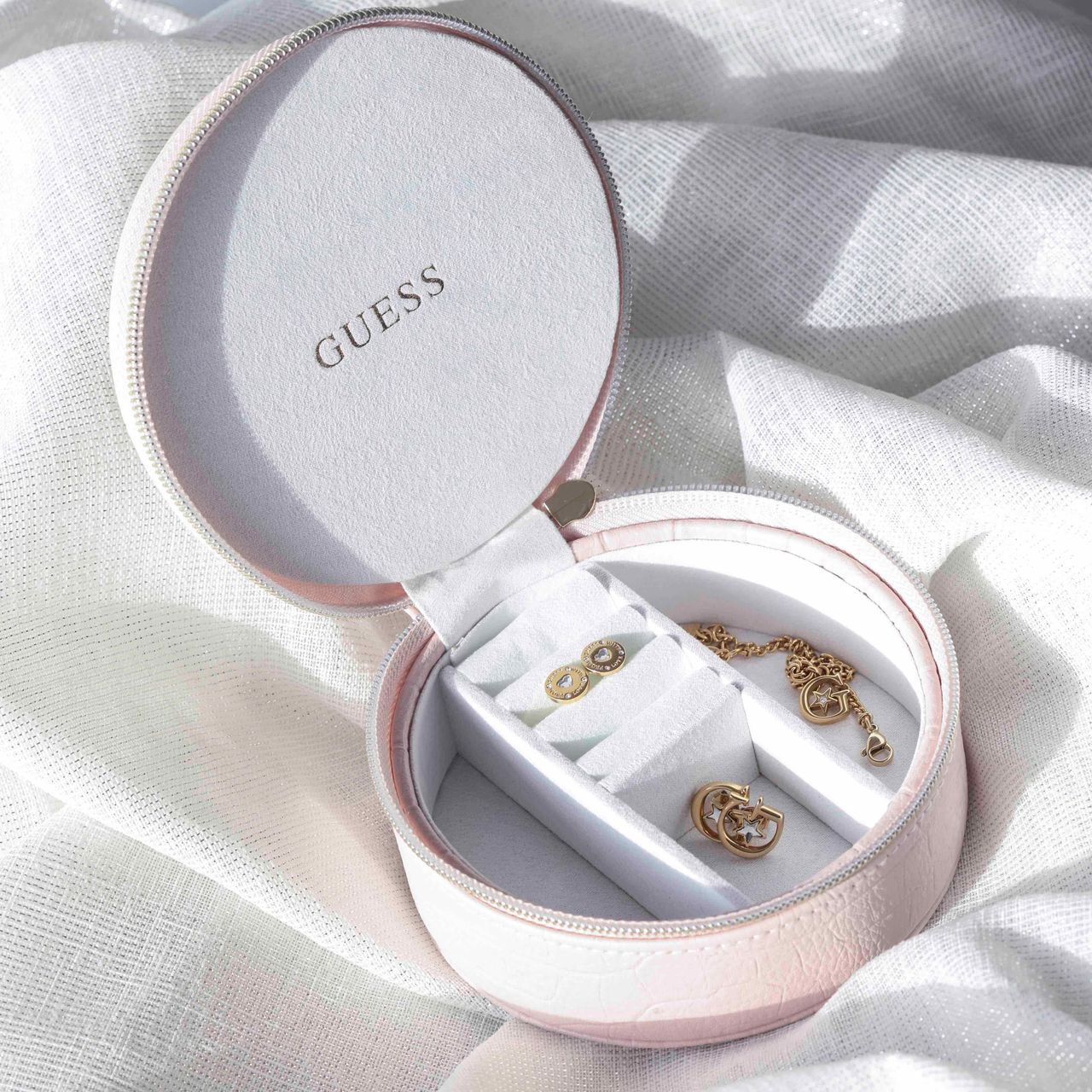 Guess juwelendoos roze met crocoprint