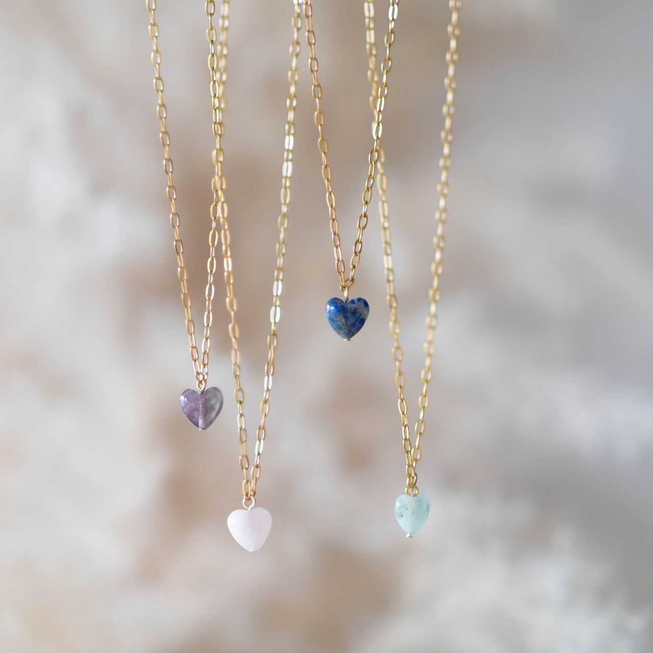 LuLu Jewels stainless steel goldplated ketting met hartje rozenkwarts voor dames