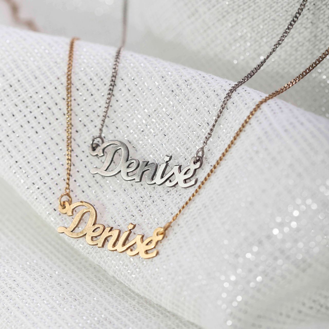 Zilveren goldplated naamketting voor dames
