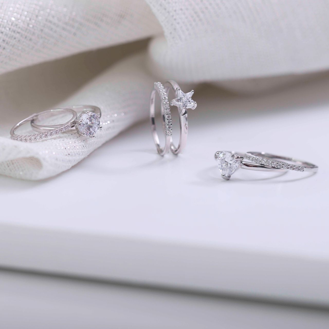 Doppelring aus 925 Silber mit Zirkonia