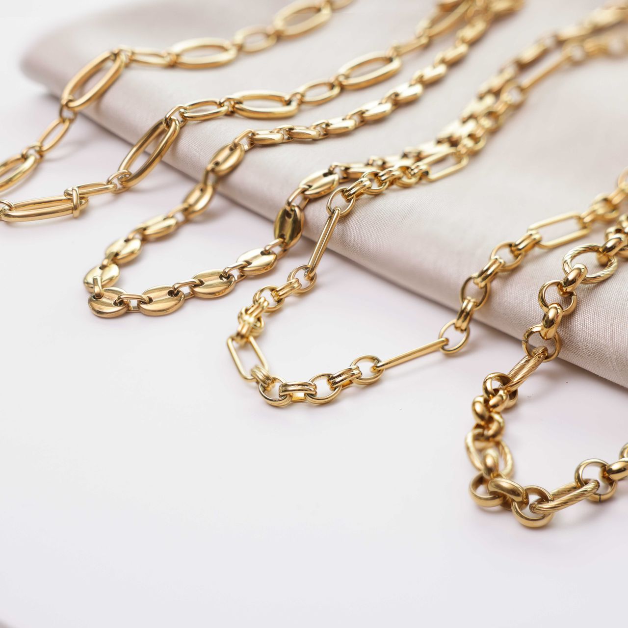 Gerecycleerd stainless steel 18 karaat goldplated ketting floria