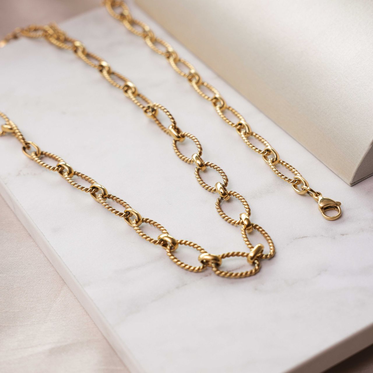 Camille gerecycled stalen 18 karaat goldplated ketting voor dames