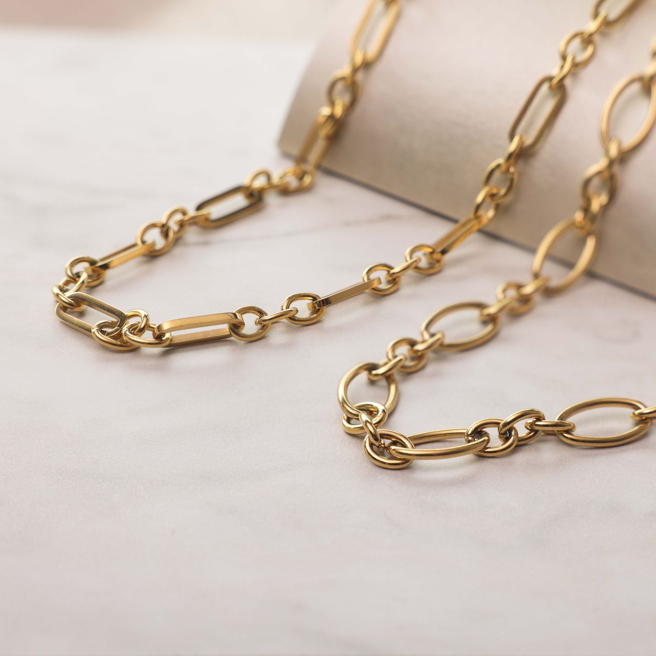 Camille gerecycled stainless steel 18 karaat goldplated ketting voor dames