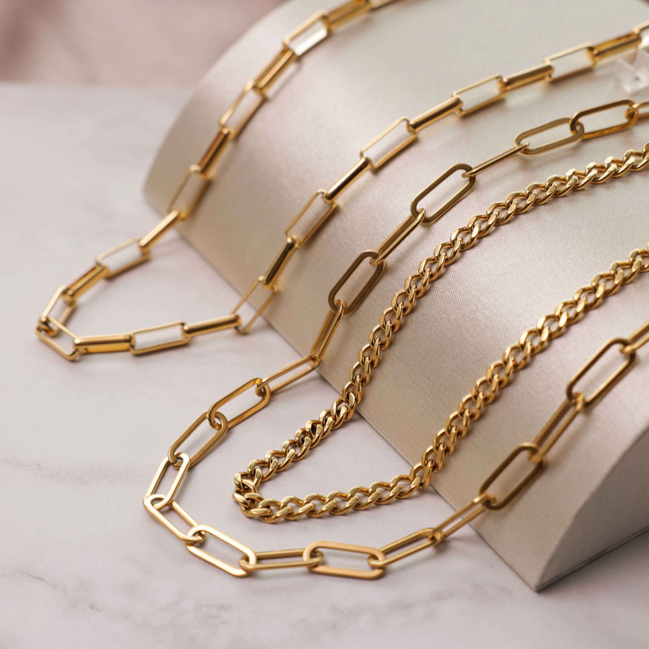 Stalen goldplated dubbele ketting voor dames