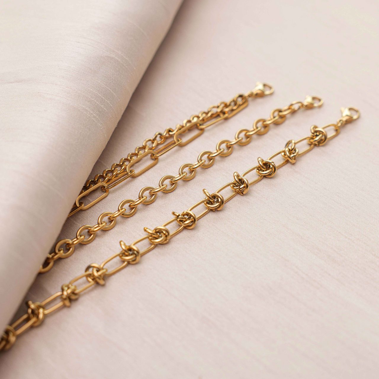 Gerecycleerd stainless steel 18 karaat goldplated armband ariane