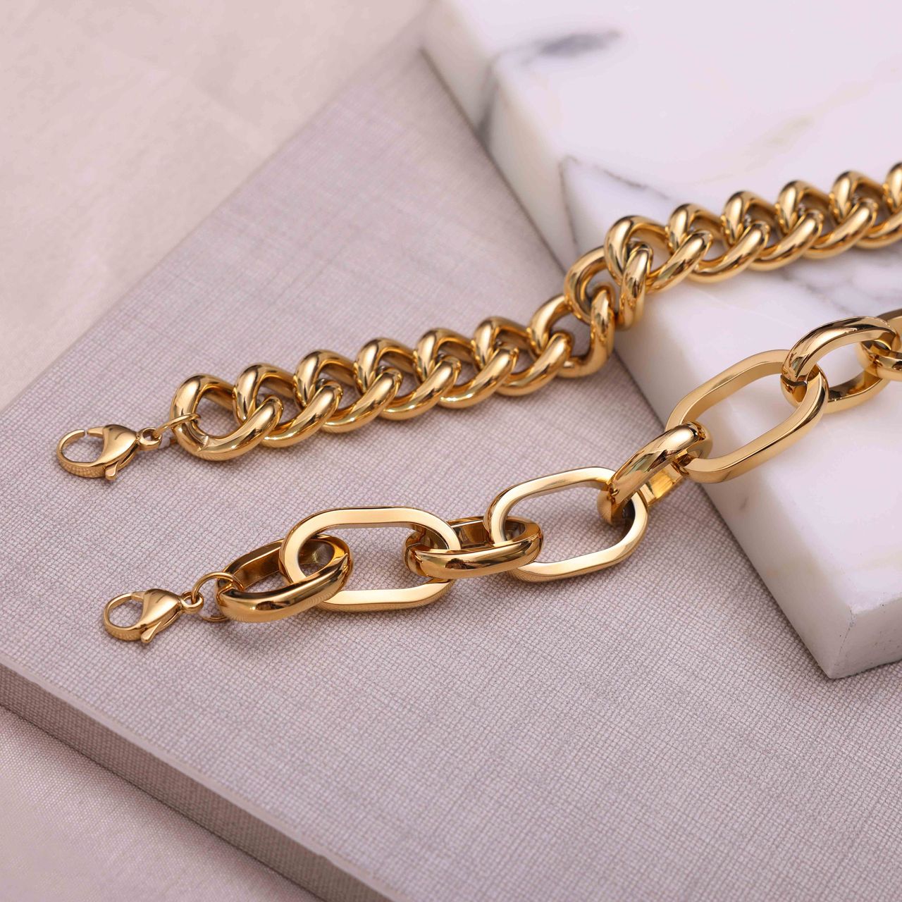Gerecycleerd stainless steel 18 karaat goldplated armband laetitia