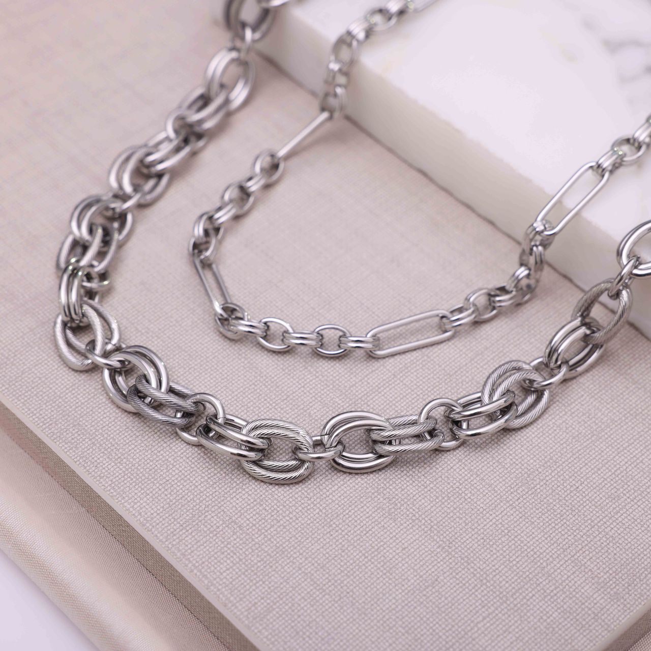 Gerecycleerd stainless steel ketting amelie