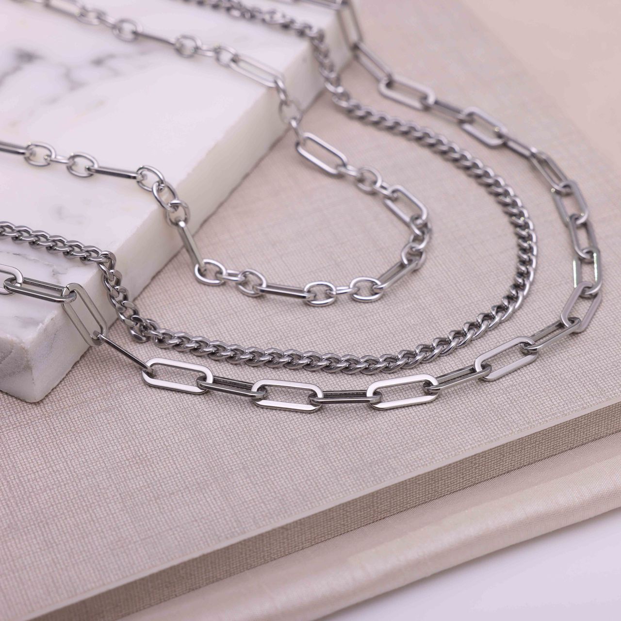 Camille gerecycled stainless steel ketting voor dames