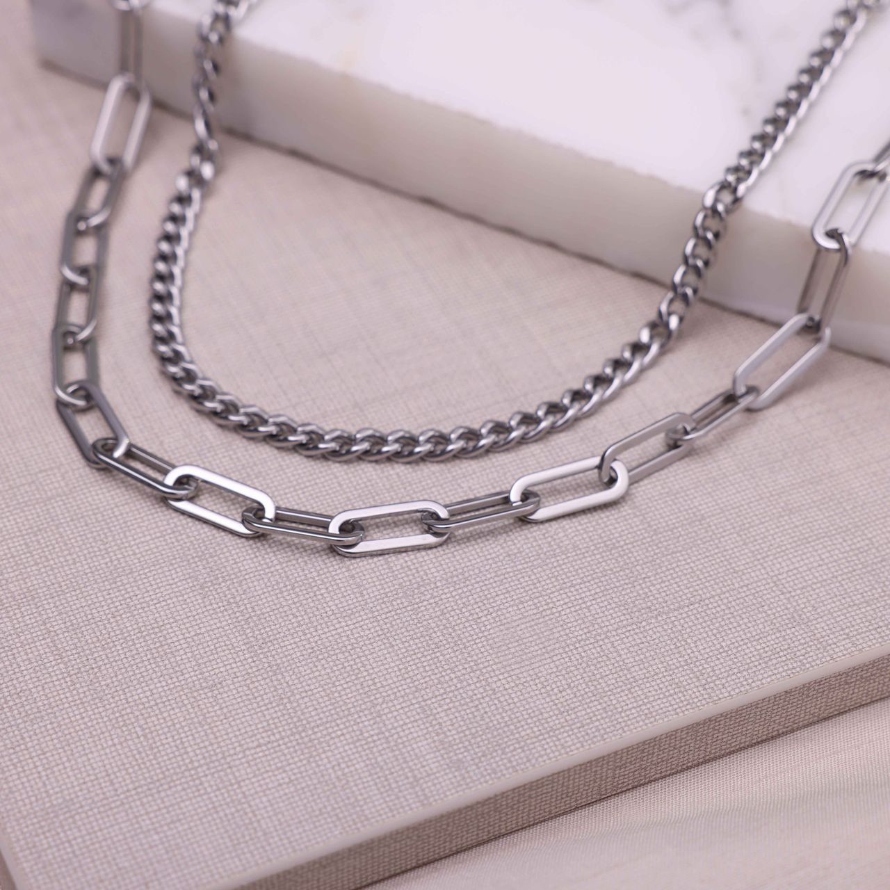 Gerecycleerd stainless steel ketting ariane