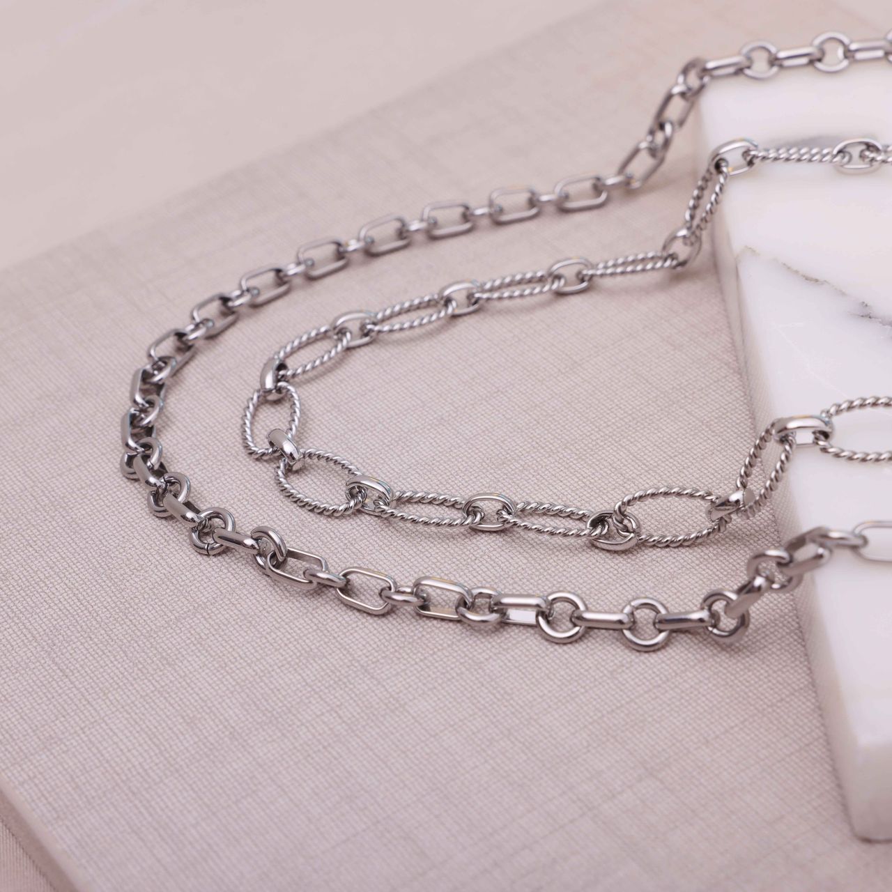 Camille gerecycled stainless steel ketting voor dames