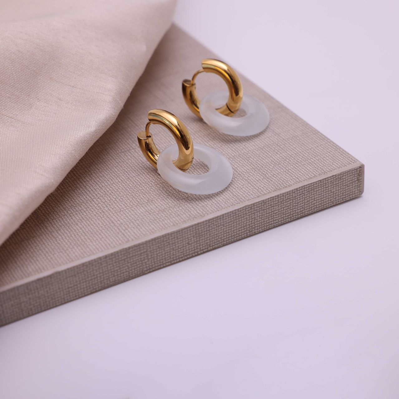 Stainless steel goldplated oorringen met hanger voor dames