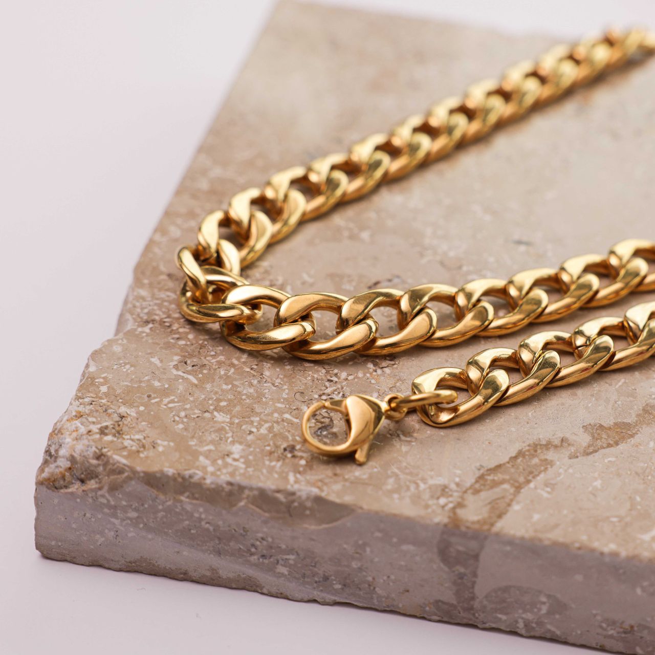 Stainless steel goldplated ketting voor dames
