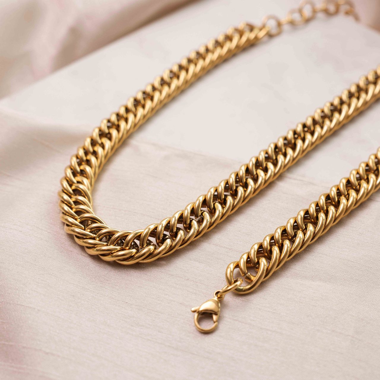 Stainless steel goldplated ketting voor dames