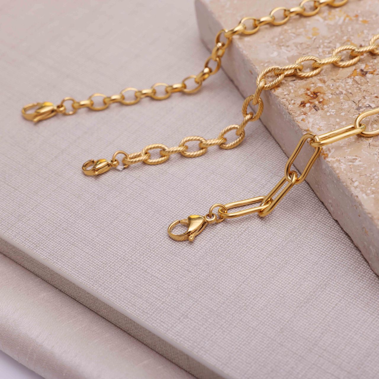 Stainless steel goldplated fantasiearmband voor dames