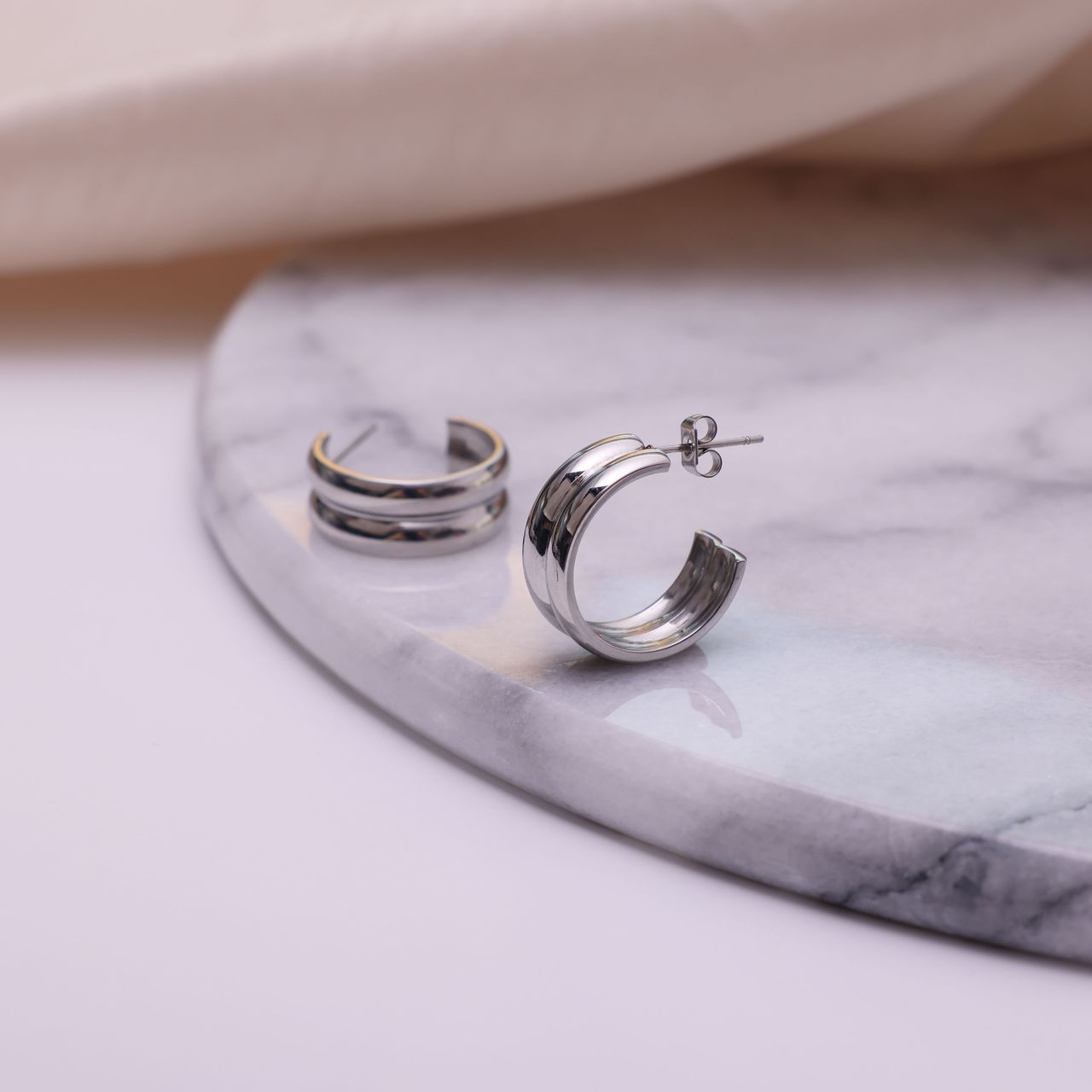 Stainless steel oorbellen Solange