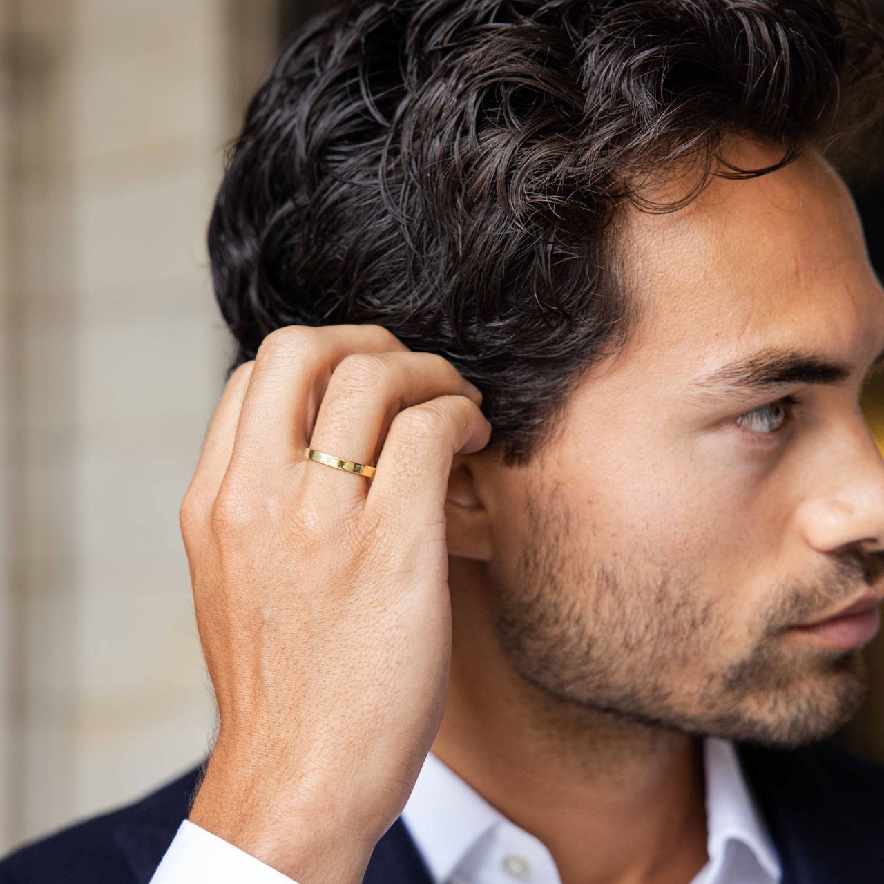 Trauring für Herren, 375 Gelbgold, 3 mm, Dunya TW 303