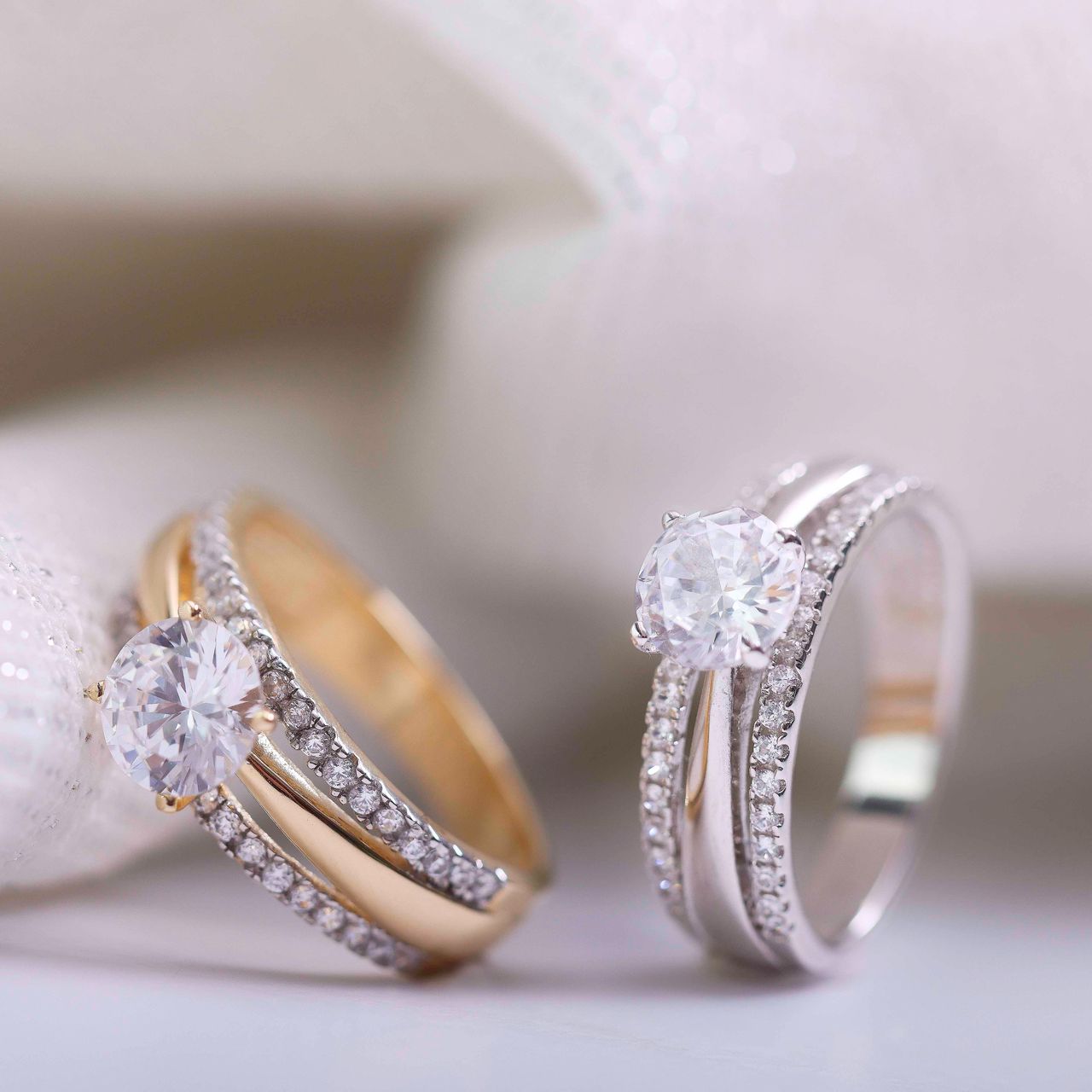 Ring, 925 Silber, vergoldet (750 Gold), mit Zirkonia