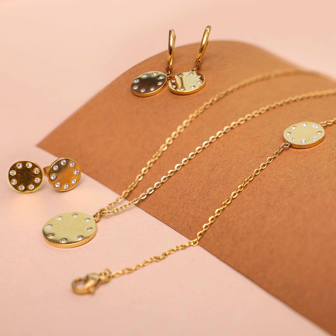 Stalen goldplated ketting met hanger voor dames