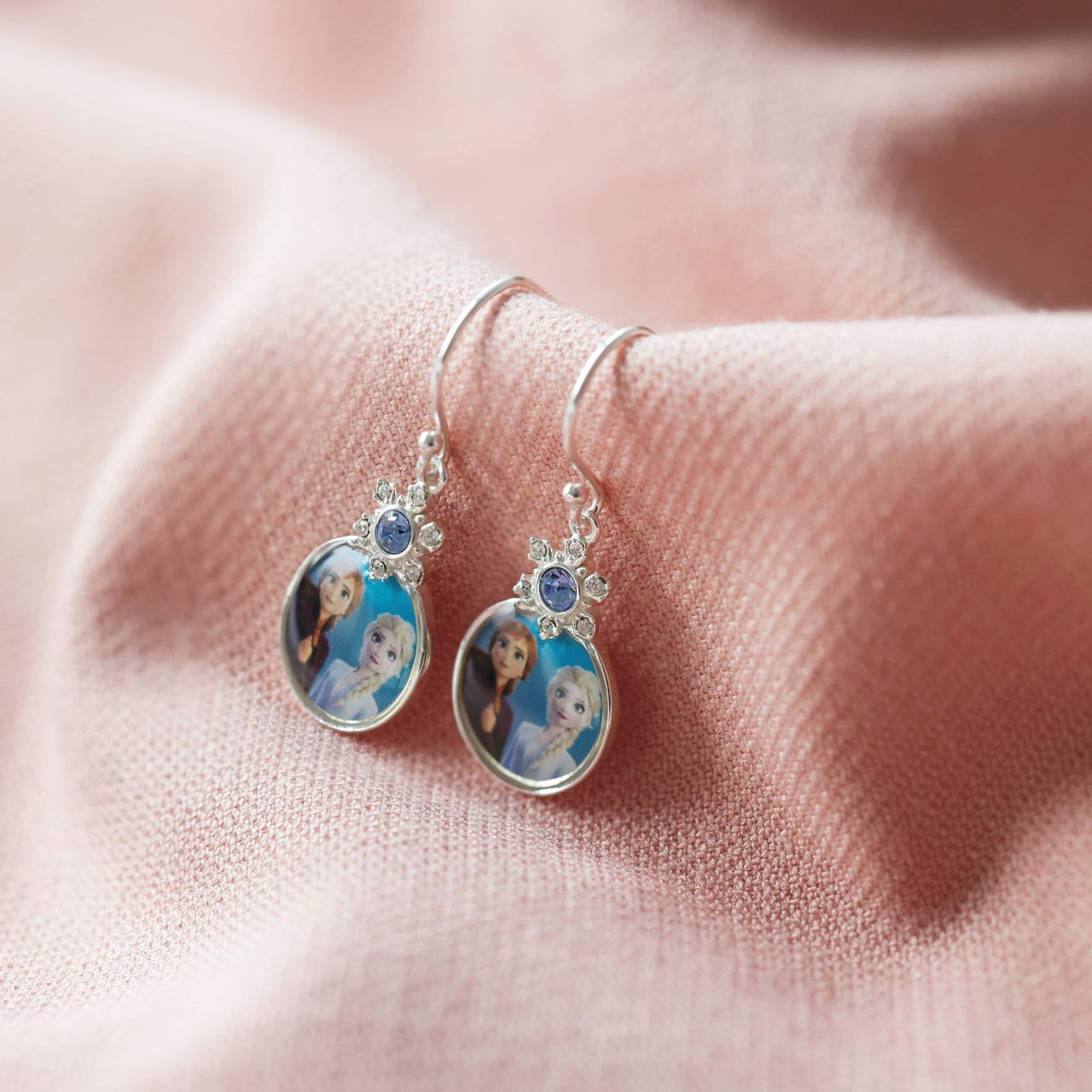 Zilveren Disney Frozen oorbellen disc kristal