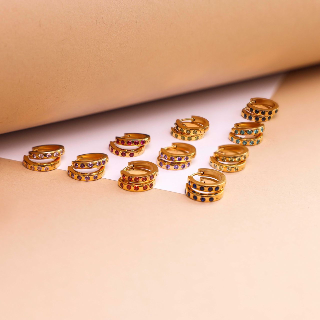 Stainless steel goldplated oorringen met geboortesteen voor dames