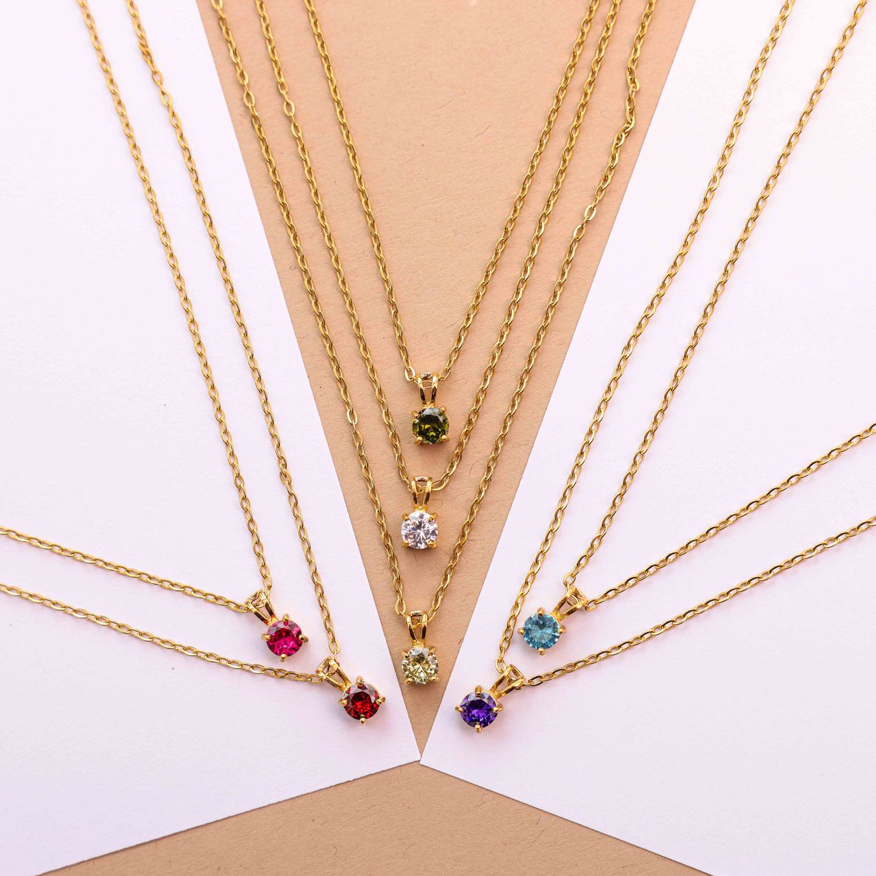 Stainless steel goldplated ketting met hanger geboortesteen voor dames