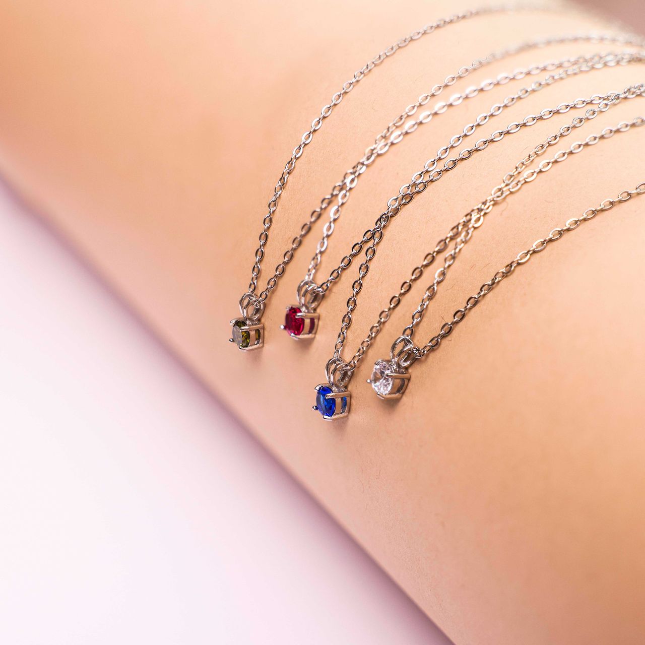 Stainless steel ketting&hanger geboortesteen