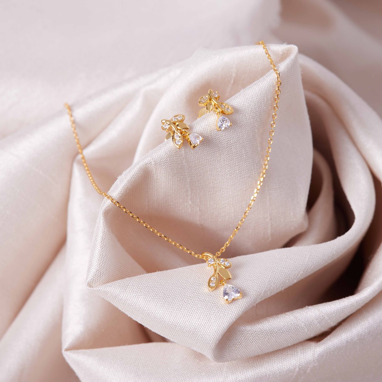 Kette & Anhänger, 925 Silber, Rose, Vergoldet, Zirkonia