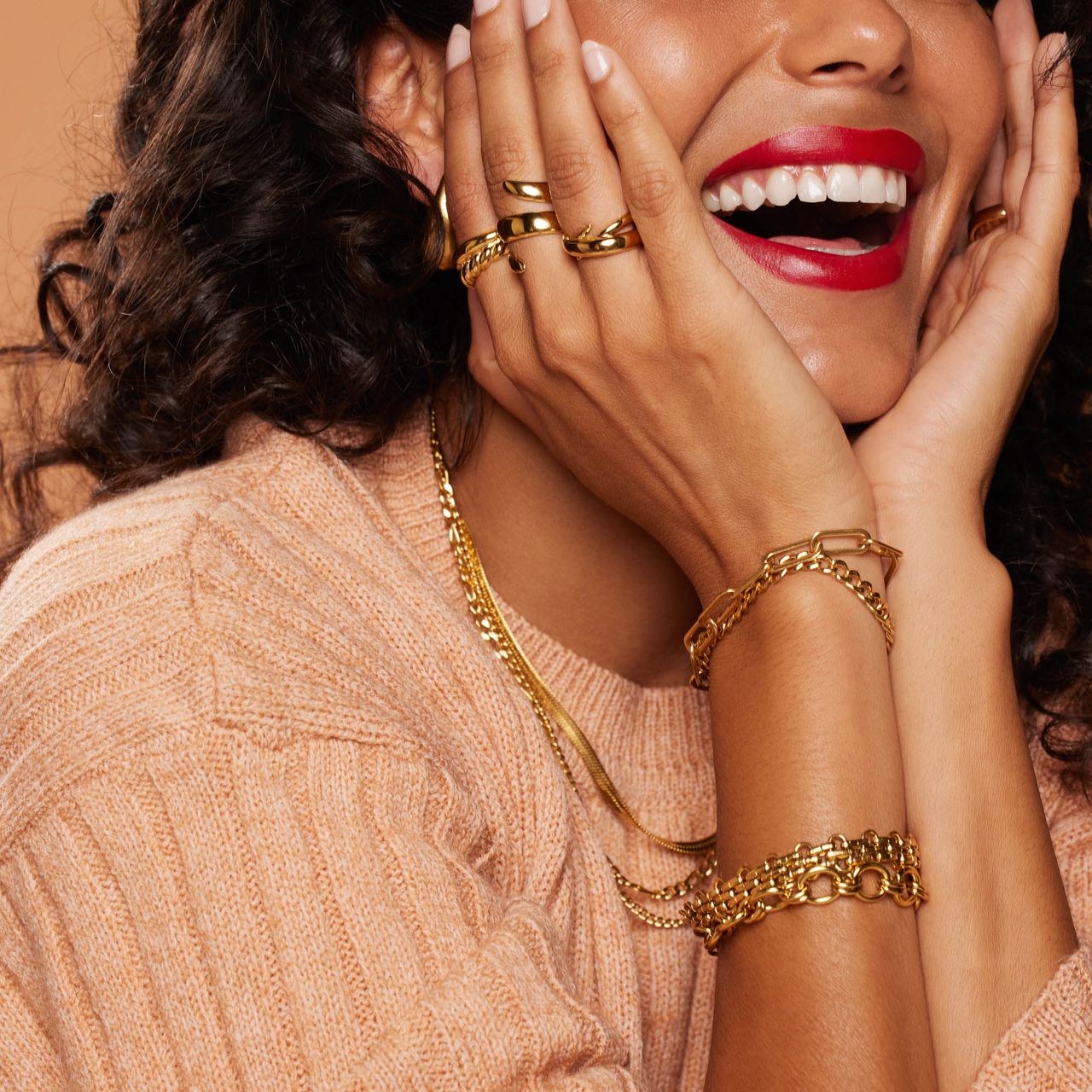 Stainless steel goldplated ring voor dames