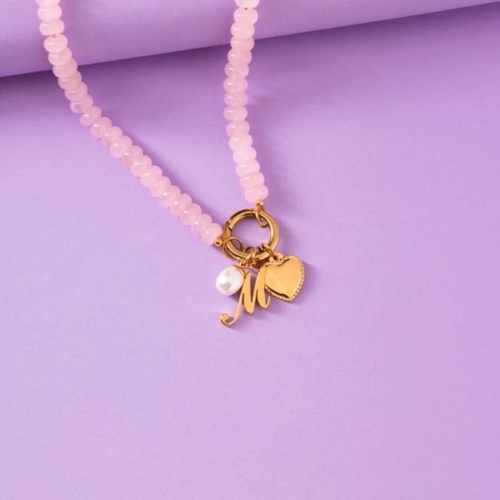 Stainless steel goldplated hanger met parel voor dames